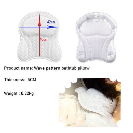 3D Bath Pillow Spa Bathtub Head Rest Neck Back Support Tub Breathable Cushion