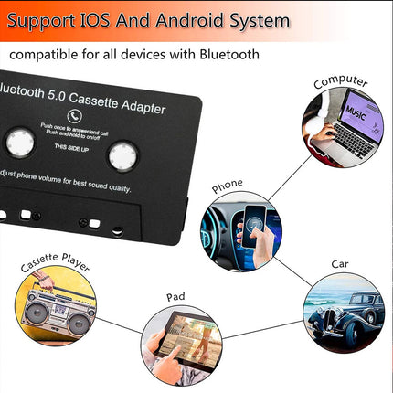 Bluetooth Car Cassette to Aux Adapter Tape Audio Adapter Converter Tape Player