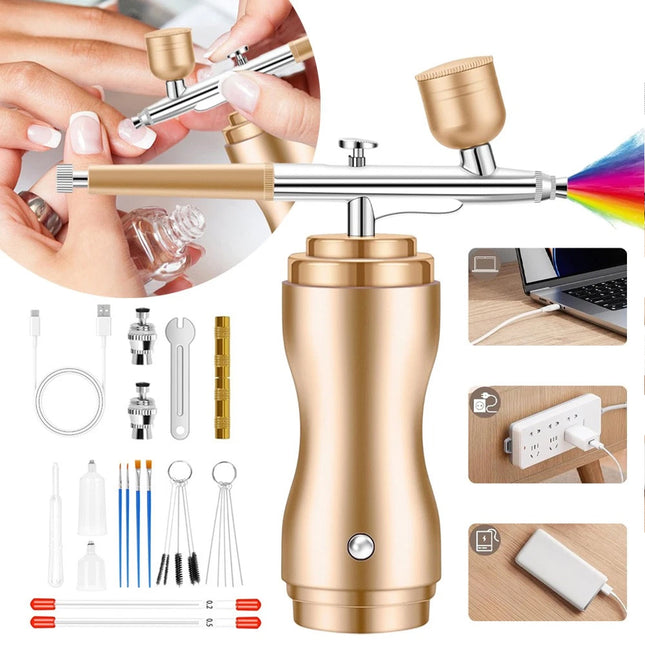 Portable Nail Air Brush with Compressor Nails Art Cake Painting Craft Airbrush