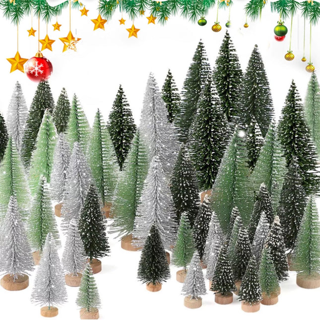 30PCS Tabletop Artificial Small Mini Christmas Tree Xmas Table Desk Decoration
