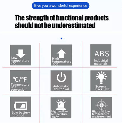 Handheld Infrared Thermometer, Digital Surface Temperature Reader for Cooking and Industrial Use