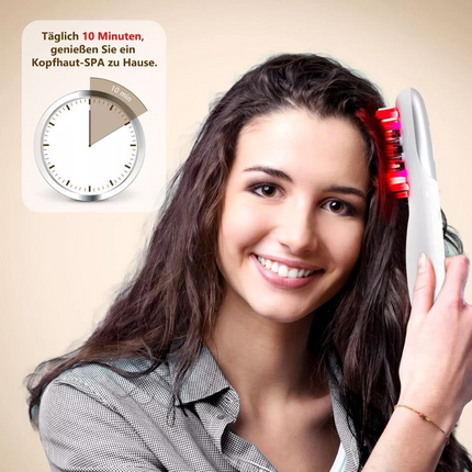 Electric Massage Comb EMS Red Light Therapy Hair Growth Scalp W/Oil Applicator