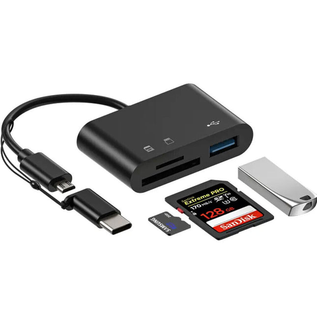 Dual Interface Multifunctional Card Reader USB Micro Adapter SD TF High-Speed Data Transfer