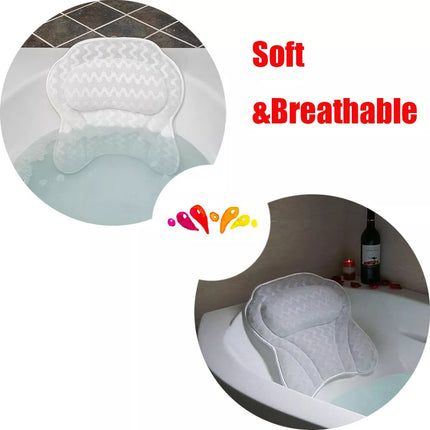 3D Bath Pillow Spa Bathtub Head Rest Neck Back Support Tub Breathable Cushion