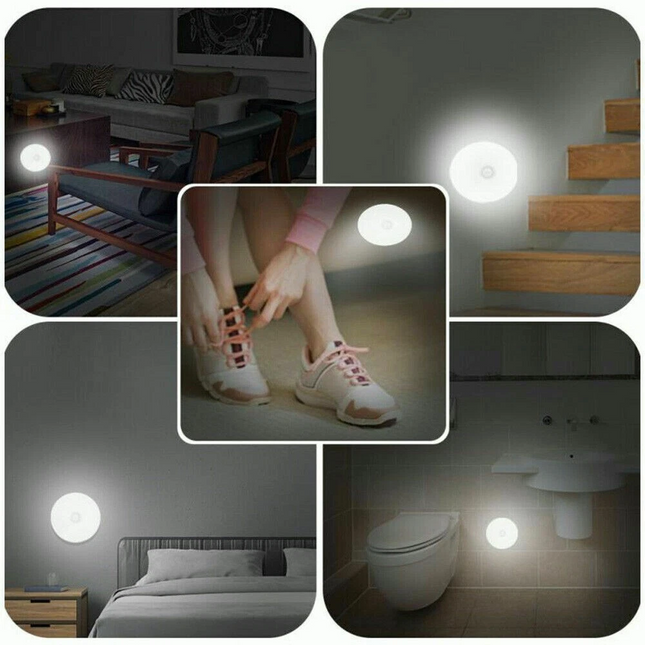 6pcs Motion Sensor LED Night Light USB Rechargeable Wall Mount Body Induction Lamp