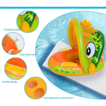 Baby Swimming Float With Sun Canopy Inflatable Kids Swim Pool Safety Seat Ring