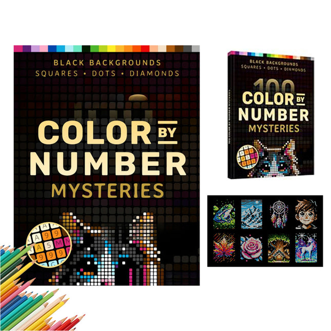 100 Color by Number Mysteries: A Coloring Book for Adults Relaxation and Wonder Squares Diamonds Dots