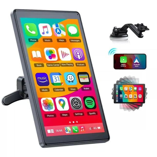 Portable 7"for Wireless Apple CarPlay Android Auto Touch Screen Car Radio Stereo