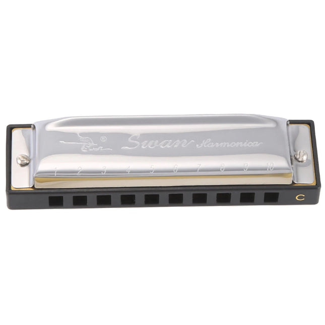 Harmonica 10 Holes Key of C SILVER w/ Case Blues Harp Stainless Steel