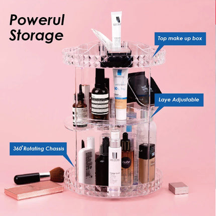 360 Rotating Makeup Organizer Box Lipstick Cosmetic Holder Make Up Rack Stand