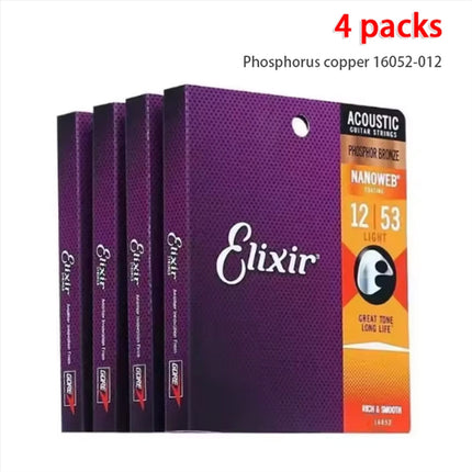 4Pack Acoustic Guitar 6 Strings Set Phosphor Bronze Light 12-53 16052