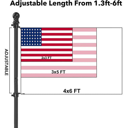 1.8M Flag Pole Kit for House Stainless Steel Flag Pole Holder Outdoor Wall Mount