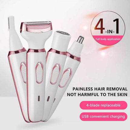 4-in-1 Electric Women Lady Shaver Hair Arm Leg Bikini Face Remover Razor Trimmer