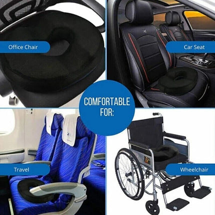 Donut Seat Cushion Non Slip Memory Foam Pillows Pain Relief Hemorrhoid Surgery