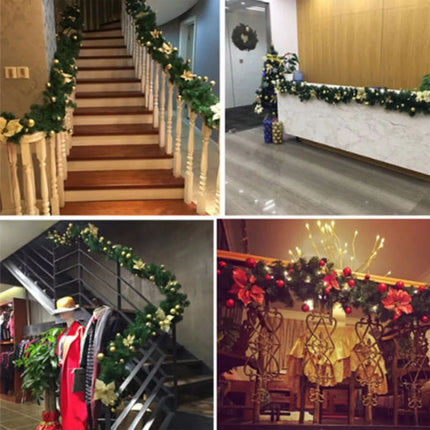 2X 9ft Christmas Garland with LED Lights Artificial Wreath Stairs Rattan Decoration