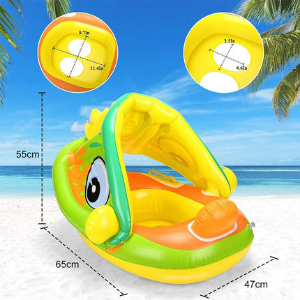 Baby Swimming Float With Sun Canopy Inflatable Kids Swim Pool Safety Seat Ring