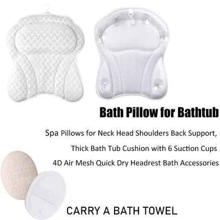 3D Bath Pillow Spa Bathtub Head Rest Neck Back Support Tub Breathable Cushion