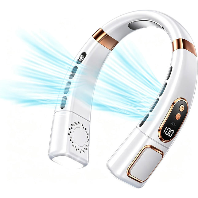 Upgraded 8000mAh Neck Fan Portable Cooler USB Rechargeable Cooling Lazy Neckband White