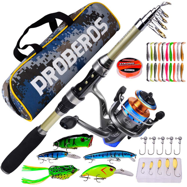 1.8M Telescopic Fishing Rod and Reel Combo Carbon Fiber Fishing Rod Kit w/ Lures