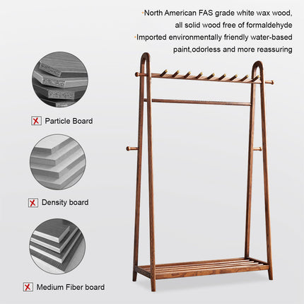 Solid Wood Coat Rack Scarf Cart Hanging Garment Coat Rack Rolling Stand