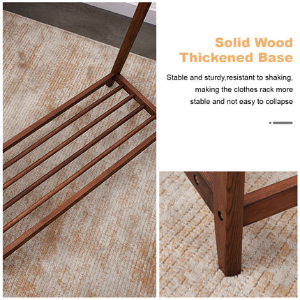 Solid Wood Coat Rack Scarf Cart Hanging Garment Coat Rack Rolling Stand