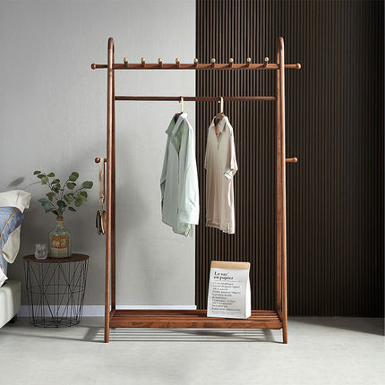 Solid Wood Coat Rack Scarf Cart Hanging Garment Coat Rack Rolling Stand