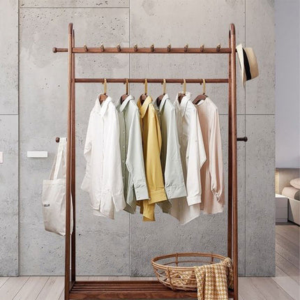 Solid Wood Coat Rack Scarf Cart Hanging Garment Coat Rack Rolling Stand