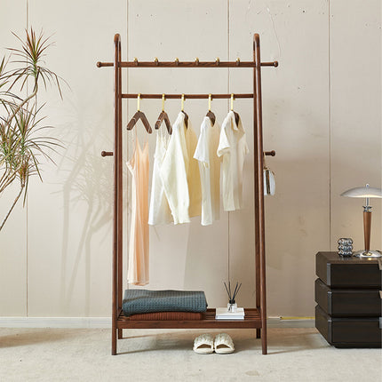 Solid Wood Coat Rack Scarf Cart Hanging Garment Coat Rack Rolling Stand