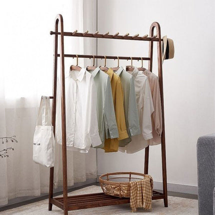 Solid Wood Coat Rack Scarf Cart Hanging Garment Coat Rack Rolling Stand