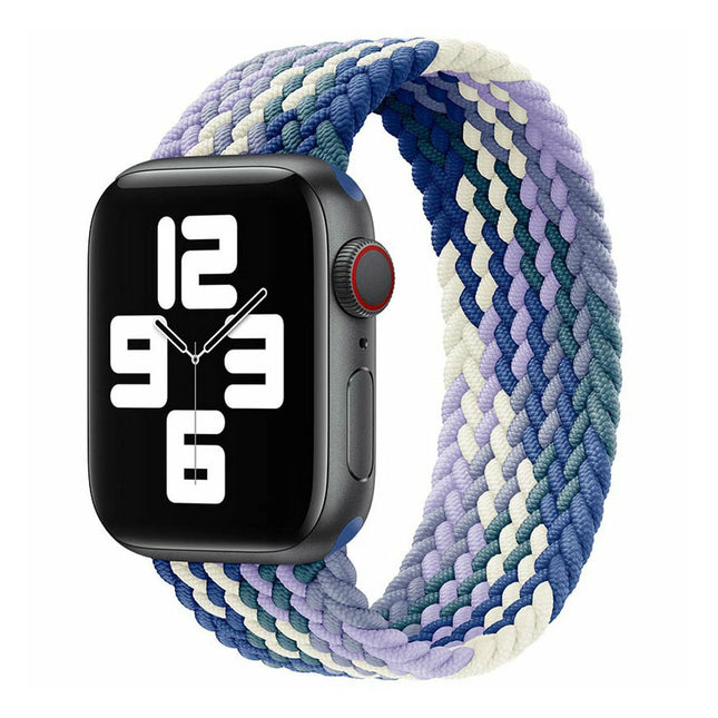 Nylon Elastic Band For Apple Watch 38/40/41mm Series 11 42mm SE 3 40mm Blue & White