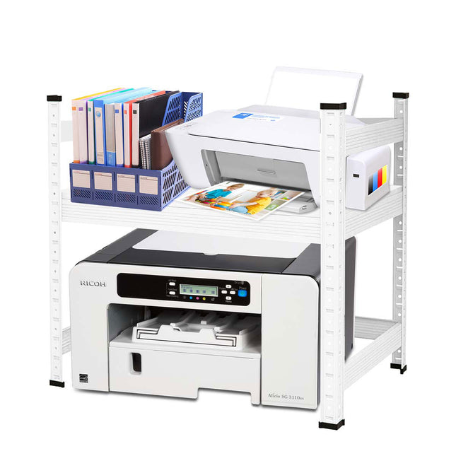 White Small Multi-Functional Organizer Bookshelf for Home Office Metal Desk Garage