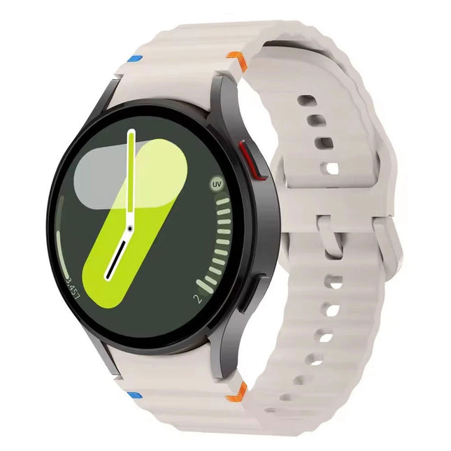 Cream White For Samsung Galaxy Watch 7 6 5 4 FE 40mm 44mm Sport Silicone Watch Band Strap Au