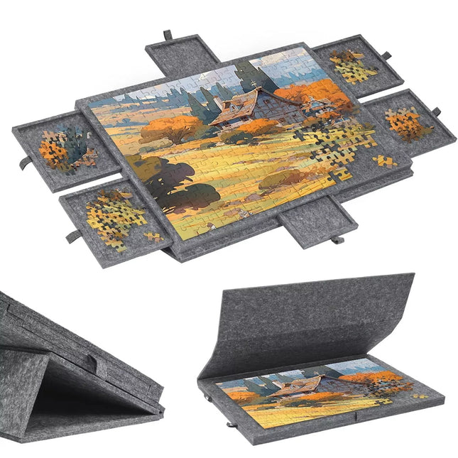 1000Pcs jigsaw Puzzle Board Portable Felt Puzzle Plateau 6 Drawers Puzzle Table