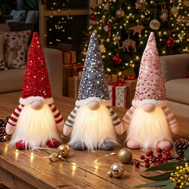 Christmas Gnomes Light Up Christmas Decorations Plush Goblin Set