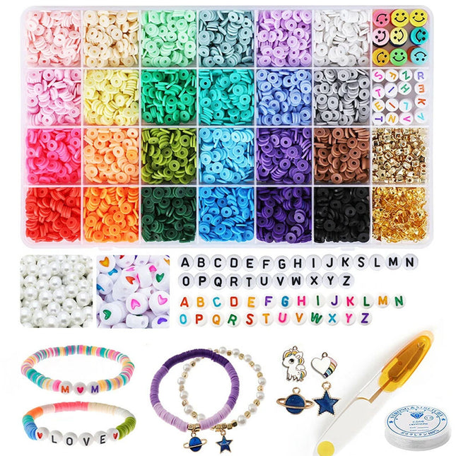 Clay Beads Bracelet Making Flat Polymer Heishi Jewellery Kit 3840pcs DIY Pack AU