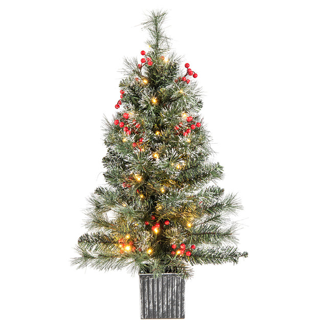 1Pcs 90CM Pre-lit Entrance Christmas Tree Potted Seasonal Decoration Tree for Porch