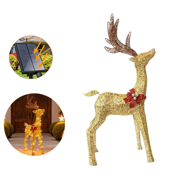 4.2ft Christmas Decoration Reindeer LED Lights Light up Solar Iron Frame Door De