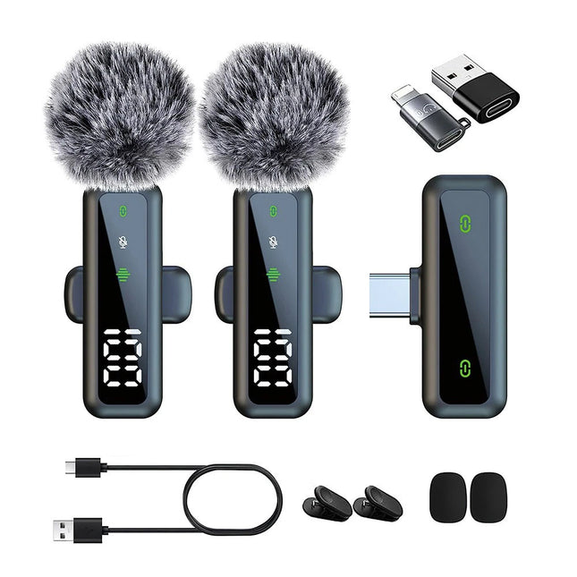 Wireless Lavalier Microphone For Phone Android iPhone Vlog Live Stream Mini Mic