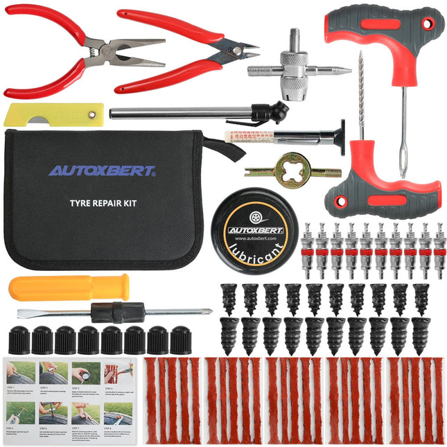 75pcs Heavy Duty Tyre Puncture Repair Tool Tire Mending Kit For Auto Motorbike