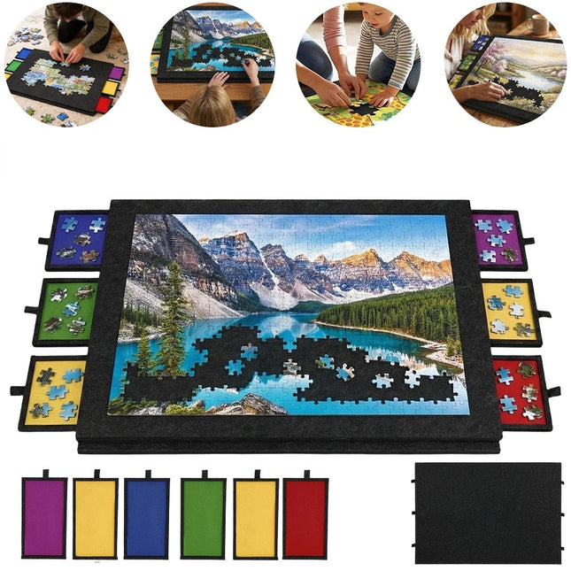 Felt Puzzle Platform Tilting Jigsaw Puzzle Board Adjustable Stand With 6 Drawers