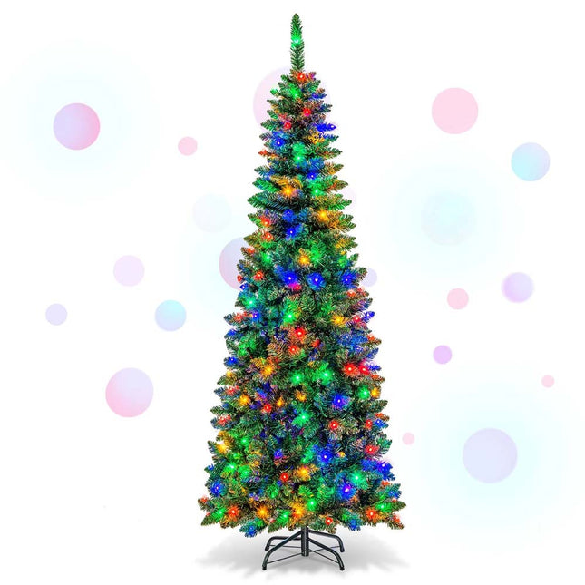 2M Christmas Tree Decoration Multi Color LED Lights Pencil Slim Xmas Tree Decor
