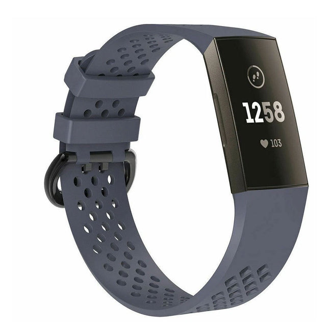 Fitbit Charge 3 4 Watch Soft Silicone Sports Replacement Band Wrist Strap Rock Grey