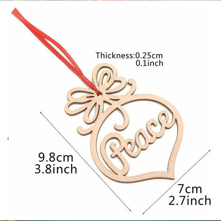 36PCS Xmas Tree Love Heart Wooden Hollow Shapes Pendant Decoration Xmas Gift