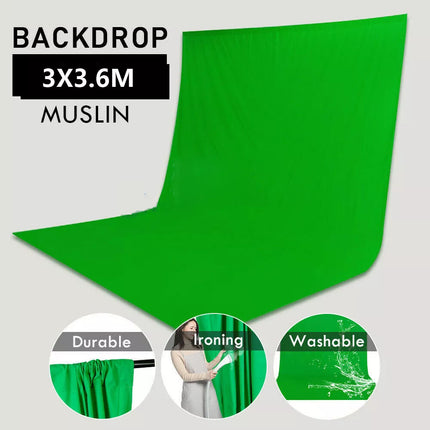 3X3.6M Collapsible Green Screen Photo Backdrop Muslin Background Studio Curtain