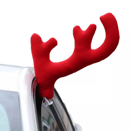 3PCS Premium Christmas Car Truck Costume Reindeer Antlers Red Nose Xmas Decor Red