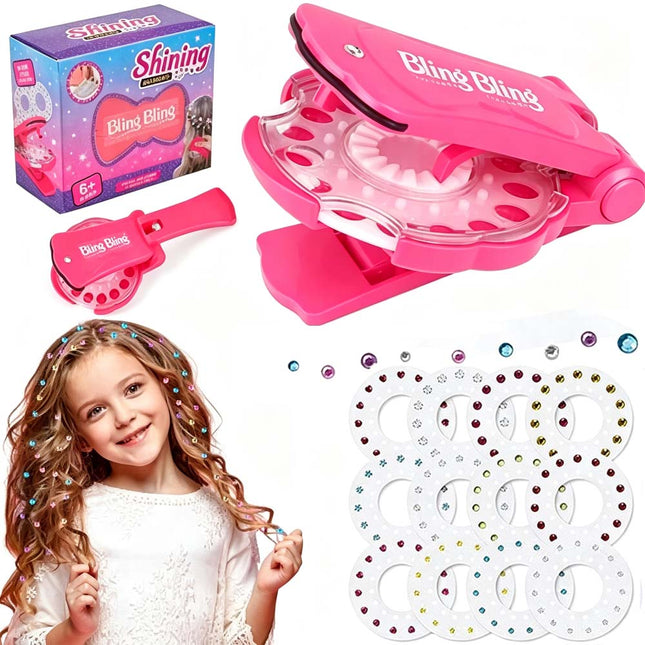 Diamond Hair Sparkle Stapler Machine Tools Kit Gems for Shirt Decor Girls Hair Makeup