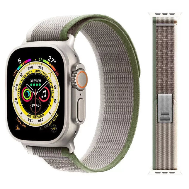 Grey/Olive Adjustable Trail Loop Nylon Apple Watch Band – 38/40/41/42mm