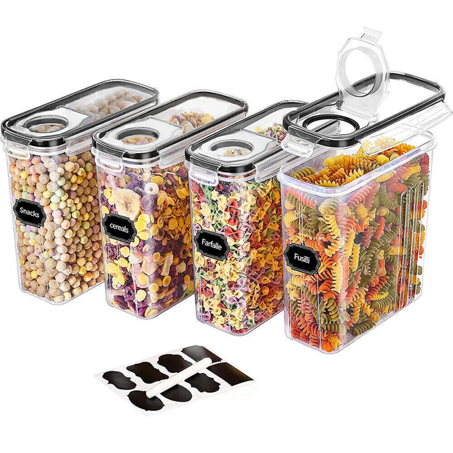 6 Food Airtight Containers Set with Lid Organizer Cereal Dried Food Storage Jar