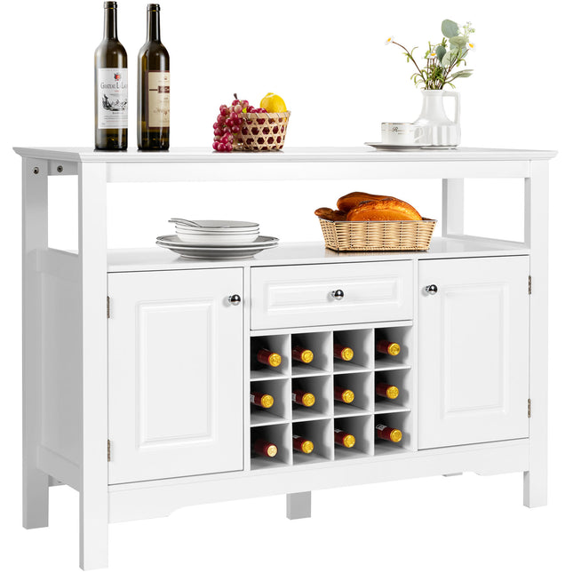 Kitchen Sideboard Storage Cabinet Shelf Display Wine Rack Console Table White