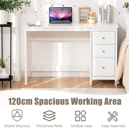 Computer Desk Drawers Study Writing Table Workstation White